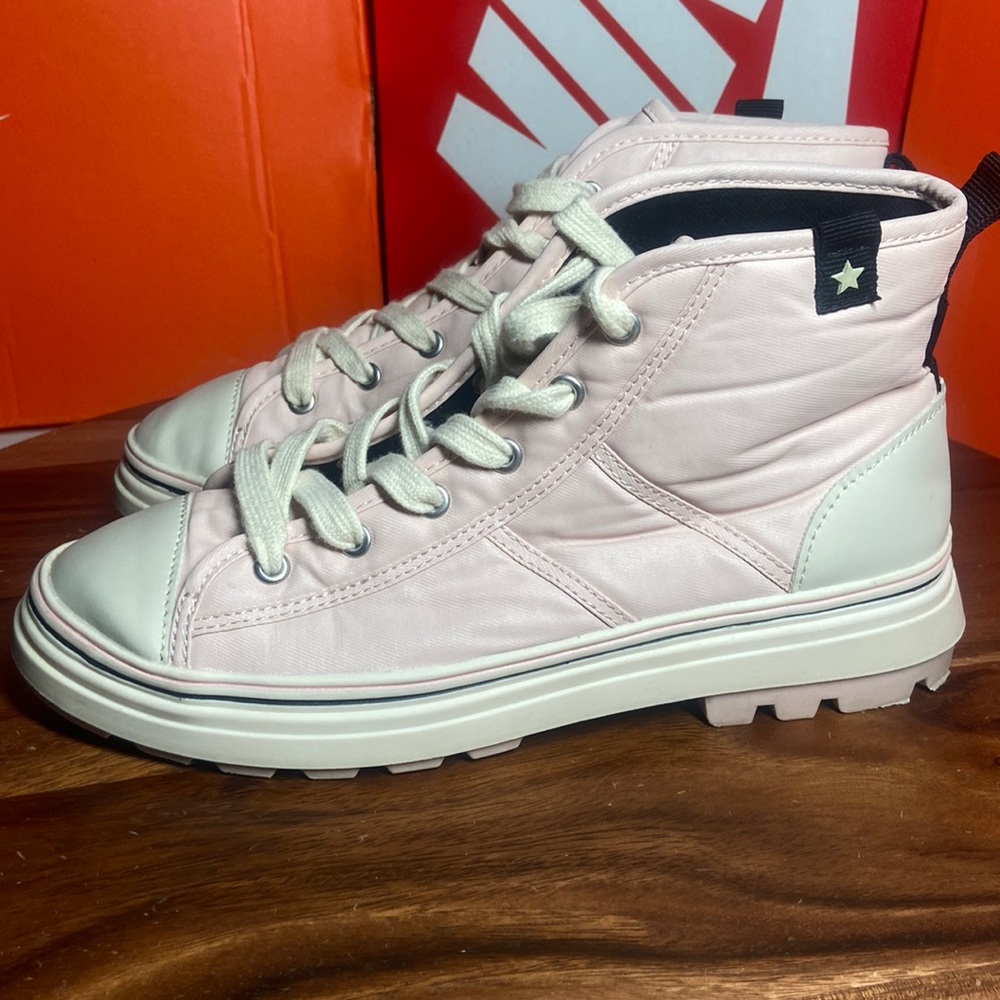 Zara girls pink high top sneakers with lug soles